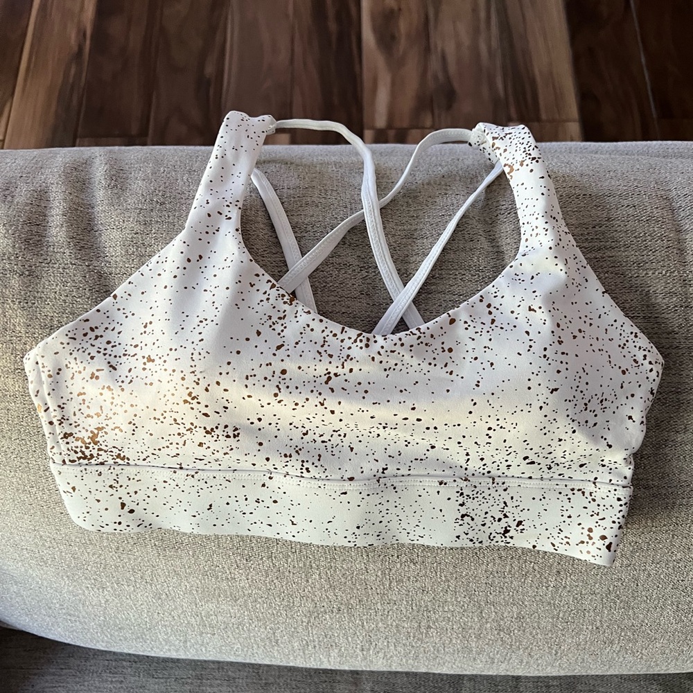 Zyia White Stay Gold Light n Tight Strappy Bra Medium